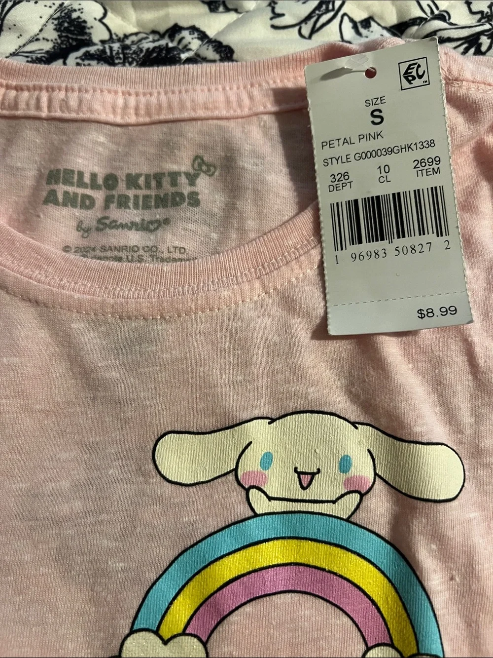 Hello Kitty Pink Graphic Tee with Rainbow Friends